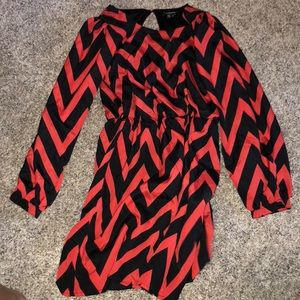 Navy blue & orange striped dress